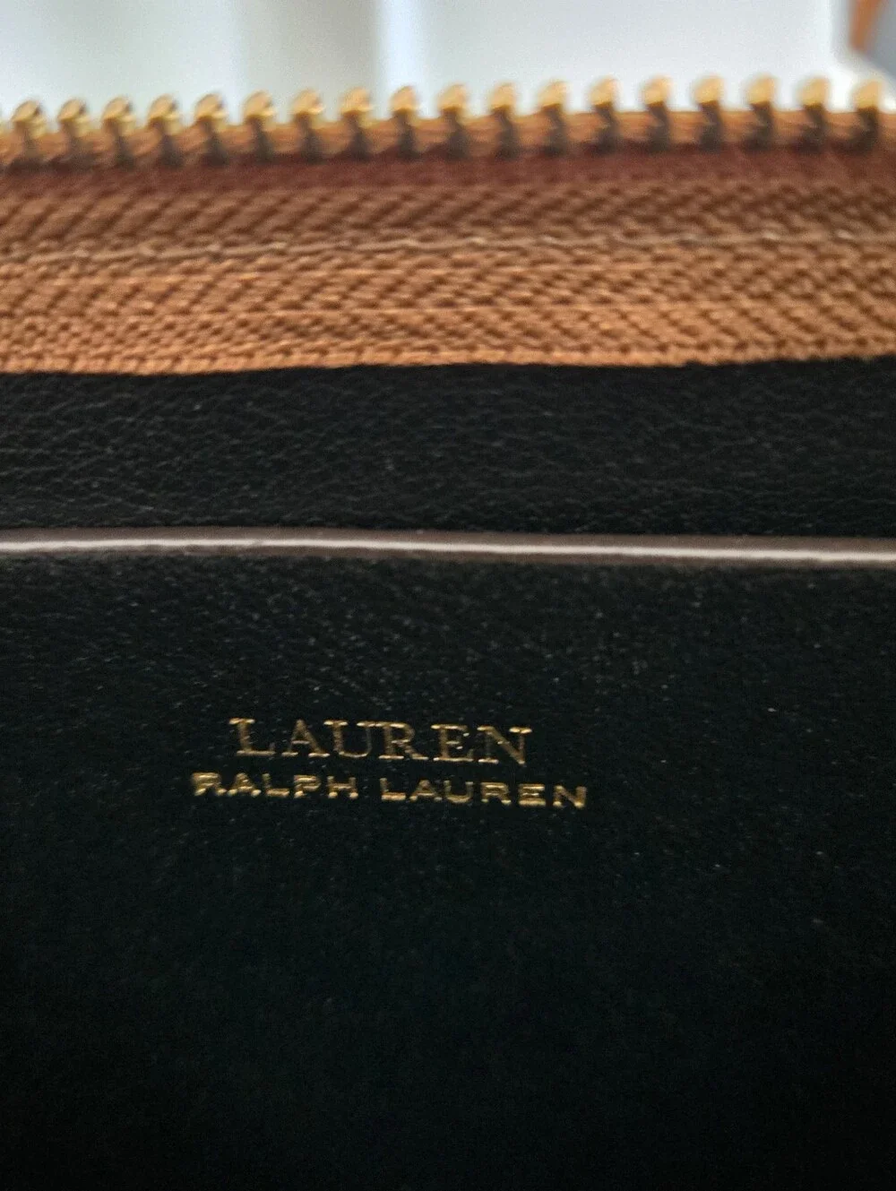 Lauren Ralph Lauren Brown Pebbled Leather Crossbody Bag Gold Hardware